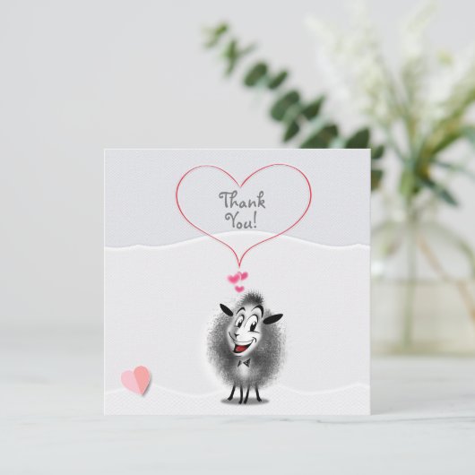 Carte De Remerciements Mignon Art de Papier de Mouton Douce (Debout devant)