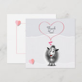 Carte De Remerciements Mignon Art de Papier de Mouton Joli (Devant / Derrière)