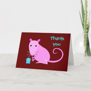 Carte de remerciements mignon de rat