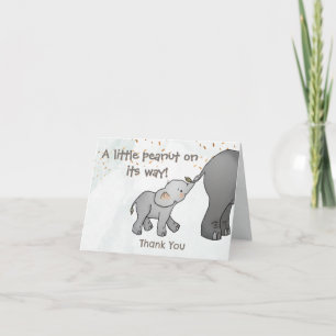 Carte De Remerciements Mignon Éléphant Dessiné à la Main Petit Cacahuète