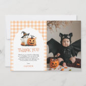Carte De Remerciements Mignon En vichy Halloween Ghost 1er Anniversaire P (Devant)
