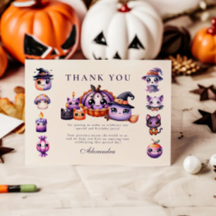Carte De Remerciements Mignon Fantôme 2e Anniversaire Halloween Pastel Ka
