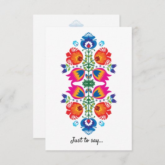 Carte De Remerciements Mignon Folklore Juste pour dire... (Devant / Derrière)