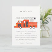 Carte De Remerciements Mignon Moteur de Camion de Pompiers Rouge Enfants  (Debout devant)