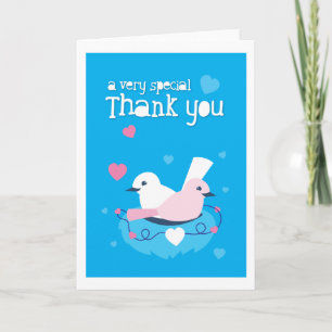 Carte De Remerciements mignon oiseau bleu amour très spécial merci!