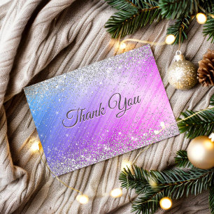 Carte De Remerciements Mignon pailleté violet faux brillant argenté