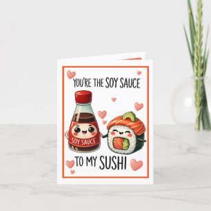 Carte De Remerciements Mignon sauce soja Kawaii et sushi