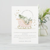 Carte De Remerciements Mignonne Bleu Or Hiver Sleigh N'importe quel âge A (Debout devant)