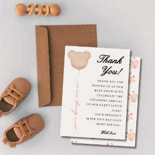 Carte De Remerciements Mignonne brun nous pouvons faire attendre baby sho