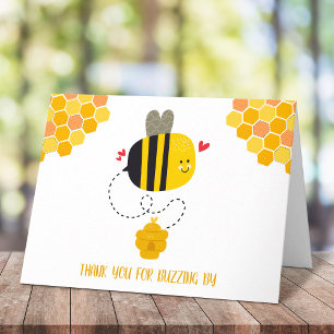 Carte De Remerciements Mignonne Douce Kawaii Abeille à Miel Bourdonne pou
