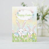 Carte De Remerciements Mignonne lapin et oeufs de Pâques (Debout devant)