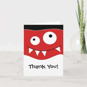 Carte De Remerciements Mignonne Monster RougeMerciRemarque