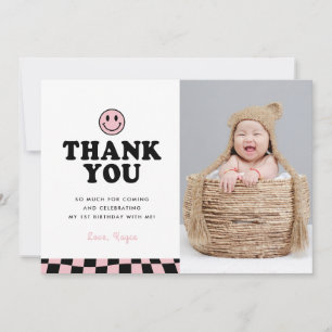 Carte De Remerciements Mignonne One Happy Babe Happy Photo Girl 1er anniv