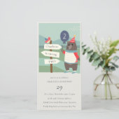 Carte De Remerciements Mignonne Ours Jalon N'importe quel âge Anniversair (Debout devant)