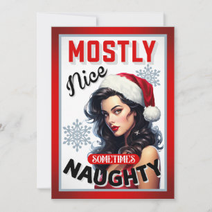Carte De Remerciements Mignonne Parfois Naughty Retro Noël Pinup