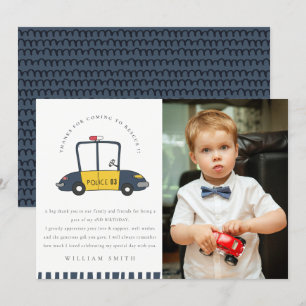 Carte De Remerciements Mignonne Police Voiture Secourue Enfants Photo Que