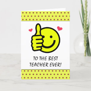 Carte De Remerciements Mignonne pouces vers le haut Smile Face enseignant