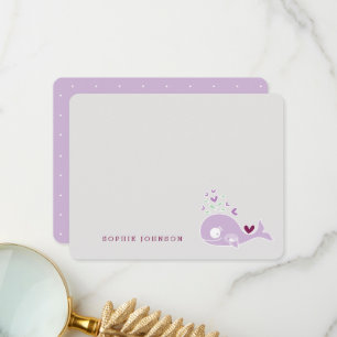 Carte De Remerciements Mignonne Purple Enceinte maman Baleine Baby shower