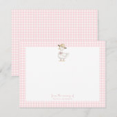 Carte De Remerciements Mignonne soie rose en vichy bébé fille (Devant / Derrière)