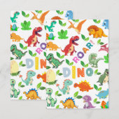 Carte De Remerciements Mignonnes sortes de Dinosaures sans joint (Devant / Derrière)