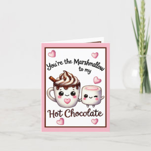 Carte De Remerciements Mignons marshmallows Kawaii et chocolat chaud