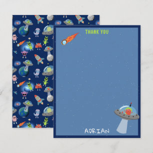 Carte De Remerciements Mignons monstres aliens modernes espace enfants no