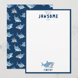 Carte De Remerciements Mignons requins blancs Fête d'anniversaire océan