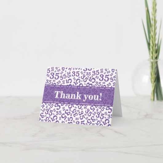 Carte De Remerciements Milestone 35 Random Number Pattern Purple/White (Devant)