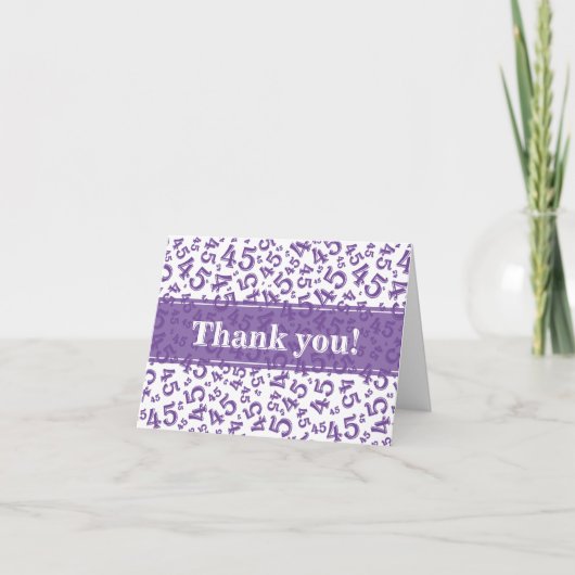 Carte De Remerciements Milestone 45 Random Number Pattern Purple/White (Devant)