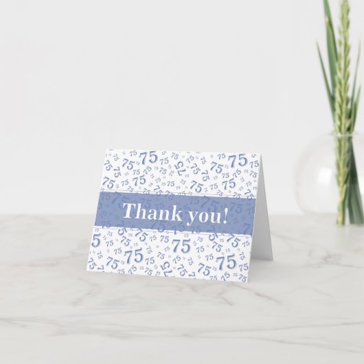 Carte De Remerciements Milestone 75 Random Number Pattern Blue/White (Devant)