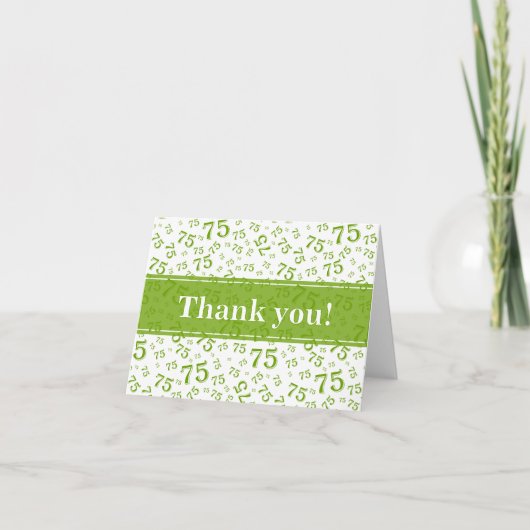 Carte De Remerciements Milestone 75 Random Number Pattern Green/White (Devant)