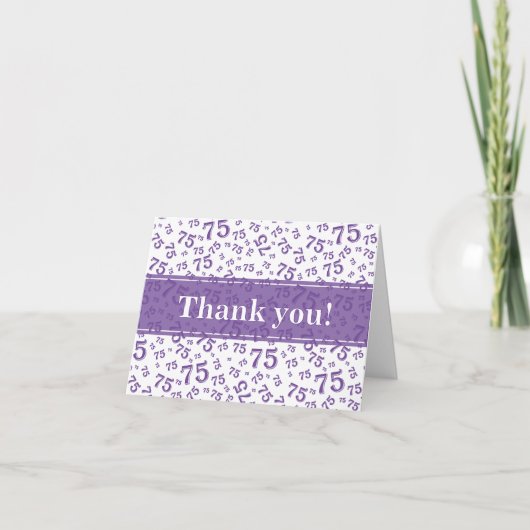 Carte De Remerciements Milestone 75 Random Number Pattern Purple/White (Devant)