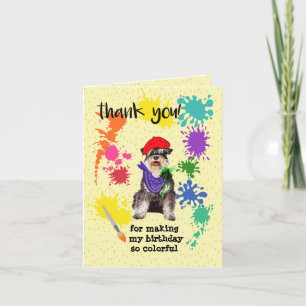 Carte De Remerciements Minature Schnauzer Chien Fun Art Anniversaire fête