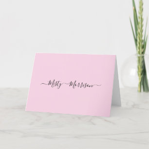 Carte De Remerciements Mini minimaliste Féminine Script rose moderne Nom 