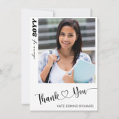 Carte De Remerciements Miniature Chic Photo Élégant Script Heart Graduate (Devant)