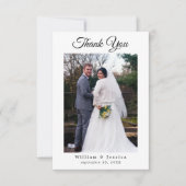 Carte De Remerciements Miniature Simple Mariage Script Photo Et Code QR (Devant)