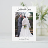 Carte De Remerciements Miniature Simple Mariage Script Photo Et Code QR (Debout devant)