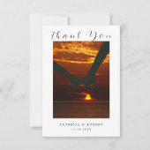 Carte De Remerciements Miniature Simple Script pour jeunes mariés Photo M (Devant)