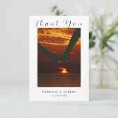 Carte De Remerciements Miniature Simple Script pour jeunes mariés Photo M (Debout devant)