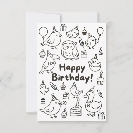 Carte De Remerciements Minimal Bird Doodle Birthday Card (Devant)