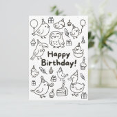 Carte De Remerciements Minimal Bird Doodle Birthday Card (Debout devant)