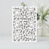 Carte De Remerciements Minimal Cat Doodle Thinking of You Card (Debout devant)