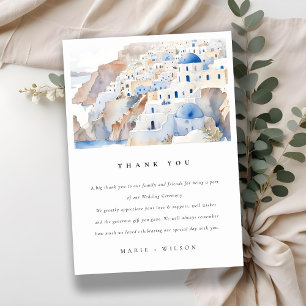 Carte De Remerciements Minimal chic Santorini Grèce Mariage aquarelle