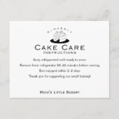 Carte De Remerciements Minimal Cute Cake Logo Care Instructions (Devant)
