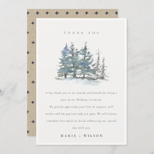 Carte De Remerciements Minimal Dusky Green Pine Bleu Mariage Woods Bois