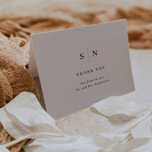 Carte De Remerciements Minimal et chic Gris doux et Mariage noir