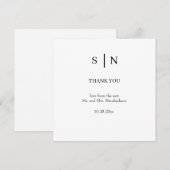 Carte De Remerciements Minimal et chic | Mariage blanc et noir (Devant / Derrière)