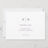 Carte De Remerciements Minimal et chic | Mariage blanc et violet (Devant)