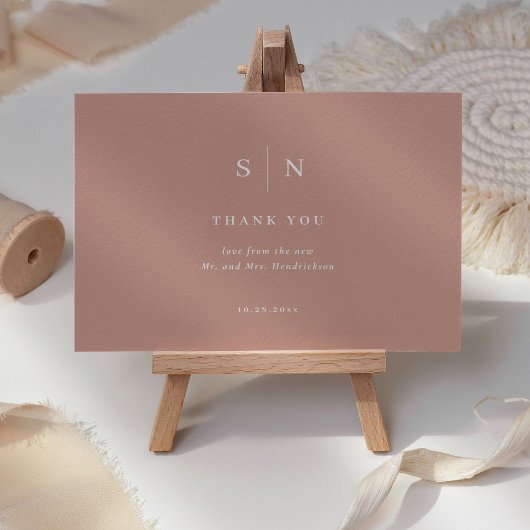 Carte De Remerciements Minimal et chic | Terracotta et Mariage blanc