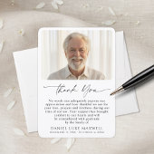 Carte De Remerciements Minimal Funeral Memorial Photo Script Thank You